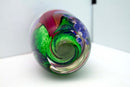 Berry Davis Signed Contemporary Pink Purple Green Swirl Design Studio Art Glass