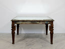 Antique Art Deco Carved Wood and Mirrored Glass Coffee Occasional Table