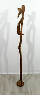 Vintage Primitive African Fertility Pregnant Woman Wood Carved Floor Sculpture