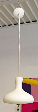 Mid Century Modern Danish White Glass Pendant Ceiling Hanging Light Fixture