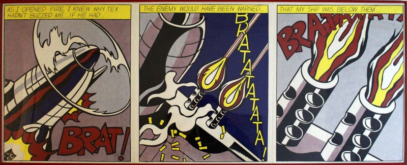 Roy Lichtenstein Triptych As I Opened Fire Vintage Pop Art Poster Framed
