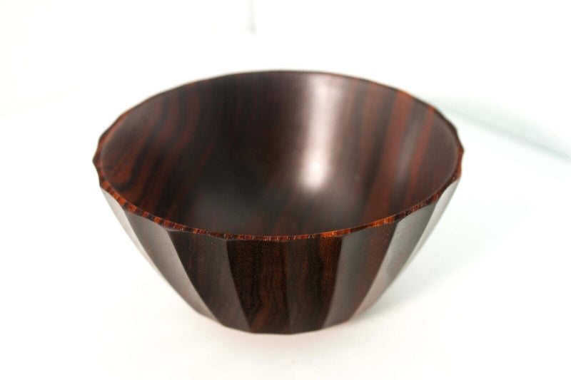 Al Sink Signed Midcentury Modern Hand Carved Macassar Ebony Wood Bowl with Bevel
