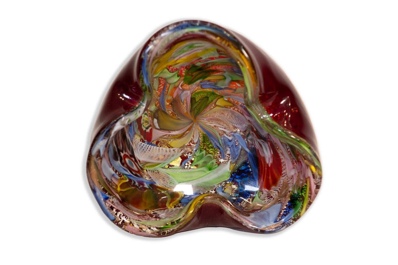 Dino Martens Tutti Frutti Multicolored Modern Murano Glass Candy Dish Red Base