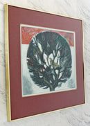 Mid Century Modern Framed Drawing Signed Aldo Londino Dated 1960s Bird in Tree