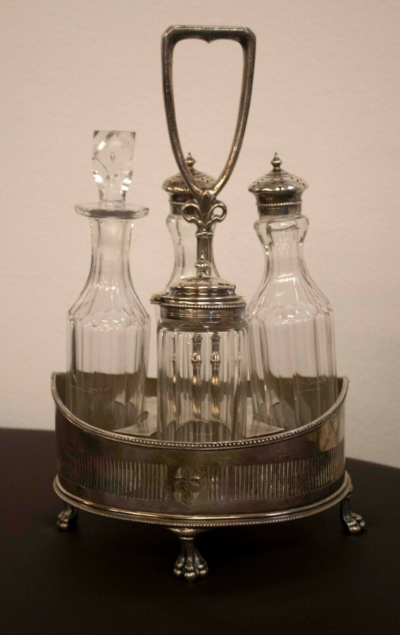 Antique 20th Century Cruet Set Silver Plated Vintage