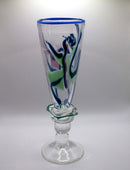 Contemporary Postmodern Set of 3 Swirled Design Studio Art Glass Goblets Signed