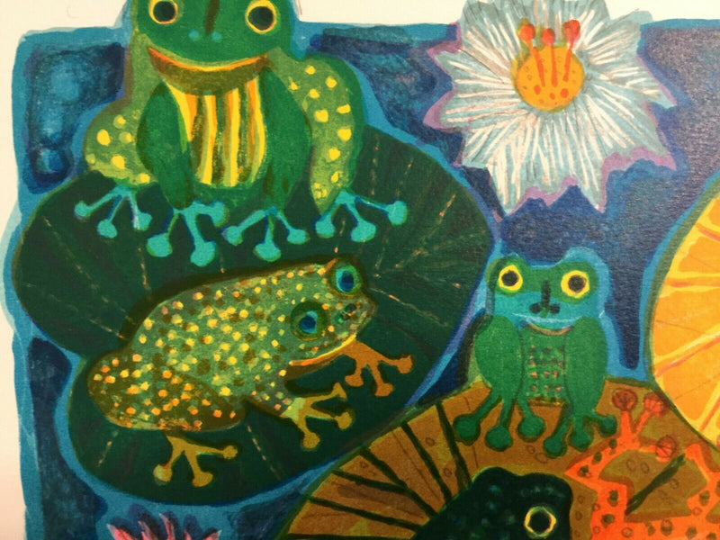 Mid Century Modern Unframed Knot of Toads Judith Bledsoe Signed Lithograph
