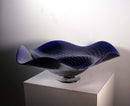 Contemporary Modern Ron Mynatt Cobalt Fluted Signed Art Glass Bowl