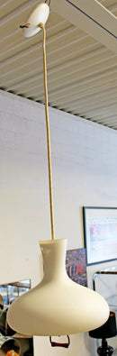 Mid Century Modern Danish White Glass Pendant Ceiling Hanging Light Fixture