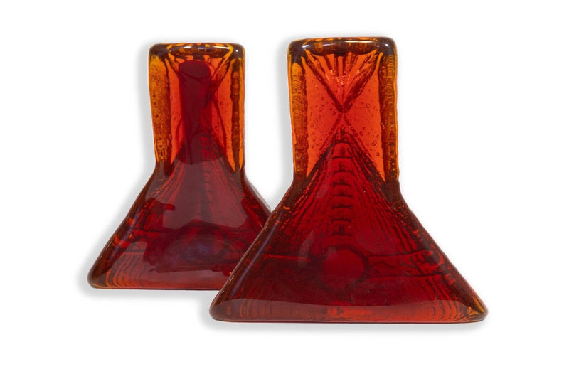 Don Shepherd TeePee Pair of Glass Textured Red Book Ends Mid Century Modern