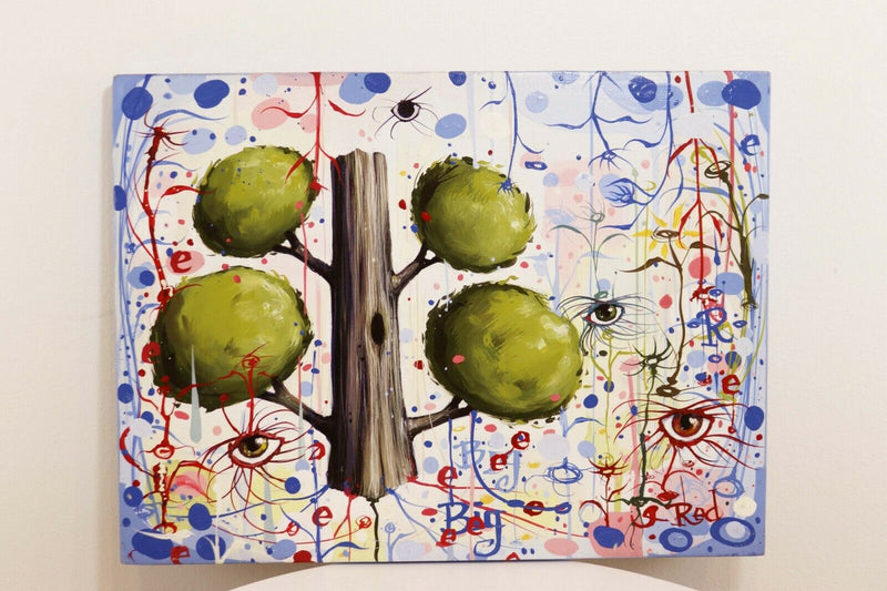 Tim McCormick Tree Pop Surrealism Acrylic Painting on Cradled Wood Signed 2006