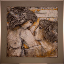 Ljubo Biro Untitled Romantic Couple Signed Acrylic Painting on Masonite 1960s