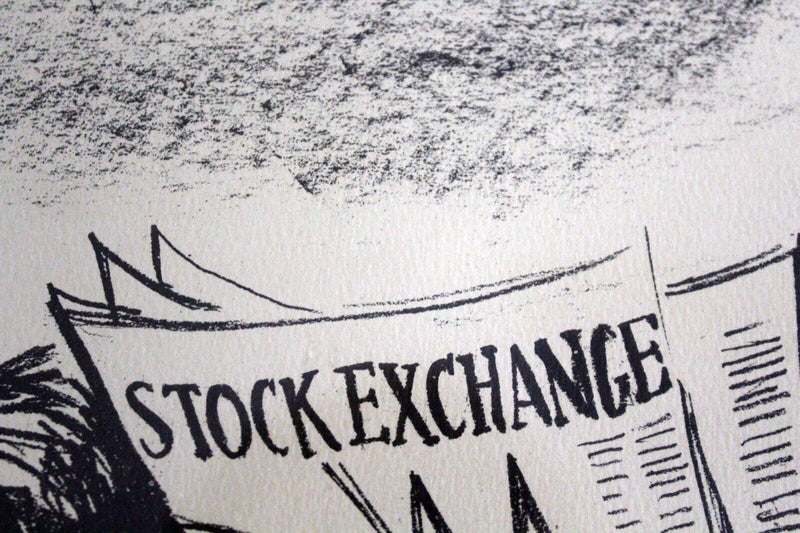 J. Paul Wall Street Stock Exchange Vintage Etching Signed 14/250 Framed