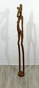 Vintage Primitive African Fertility Pregnant Woman Wood Carved Floor Sculpture