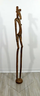 Vintage Primitive African Fertility Pregnant Woman Wood Carved Floor Sculpture