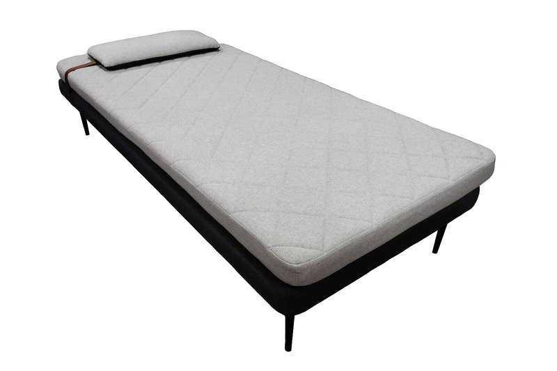 Contemporary Modern Light Grey Daybed with Detachable Pillow with Leather Straps