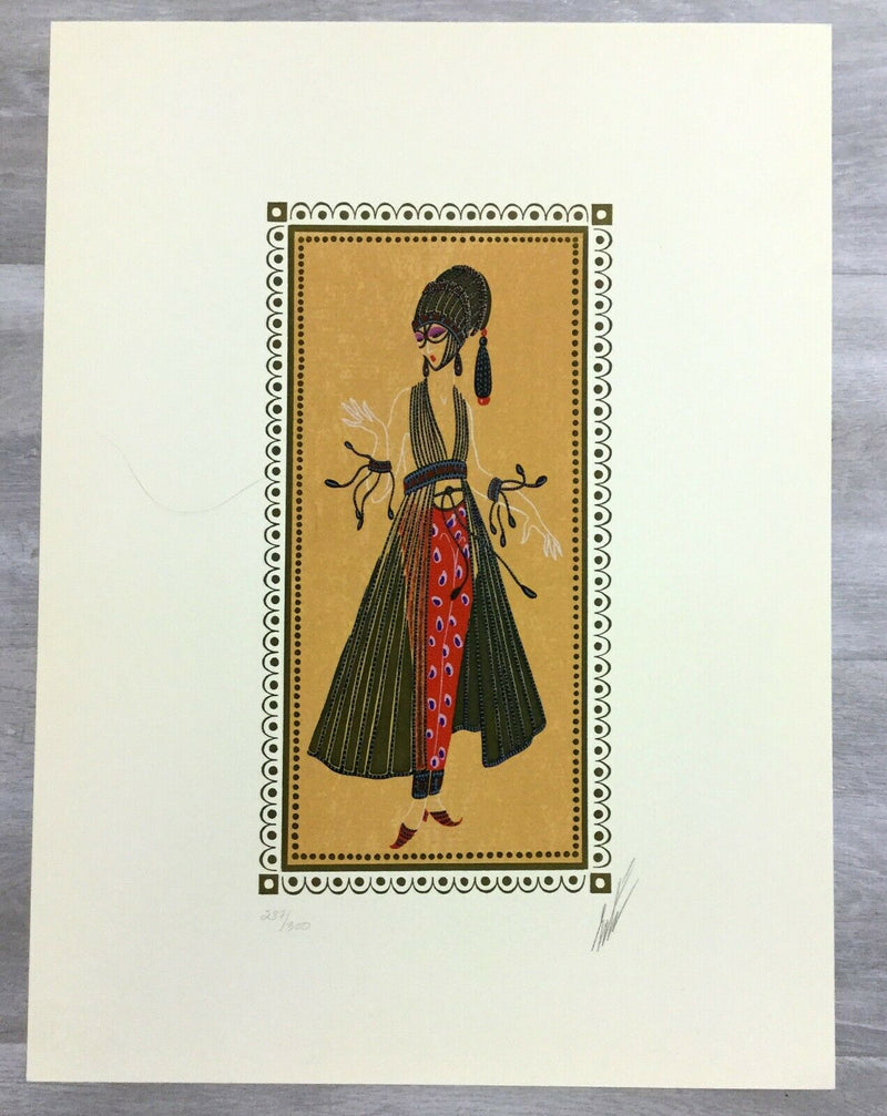 Mid Century Modern Deco Unframed Calyph's Favorite Erte Signed Lithograph