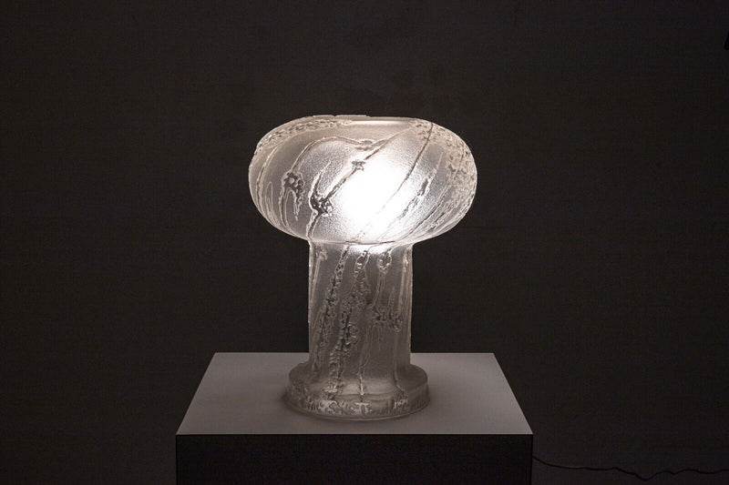 Mid Century Modern Esecristal Argentina Frosted Art Glass Table Lamp