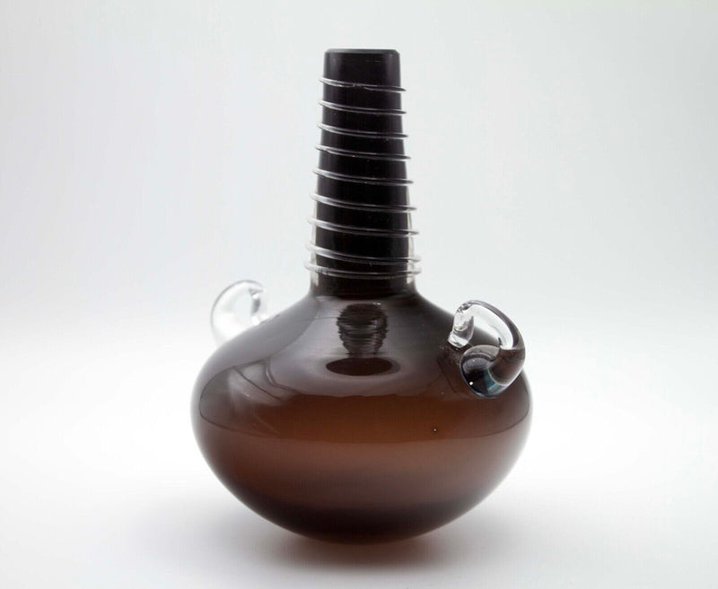 Andrew Kuntz Signed Brown with Clear Glass Swirl Design Studio Art Glass Vessel