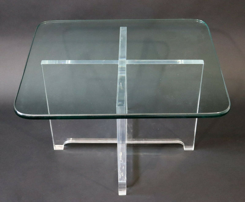 Contemporary Modern Glass & Lucite Side End Table Hollis Jones Era 1970s 1980s