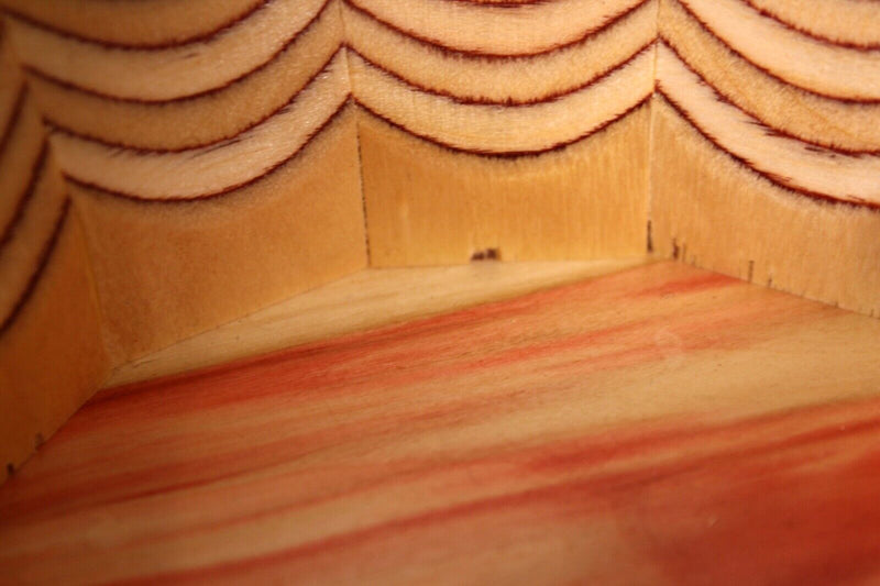 Mid Century Modern Handcrafted Elder Wood Pink Grain Design Bowl Signed Artist