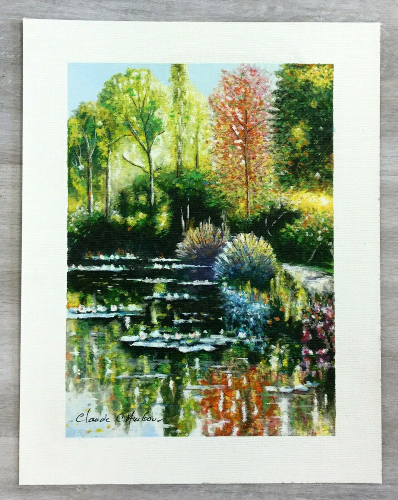 Mid Century Modern Unframed Giverny Signed Claude Cambour Serigraph on Canvas