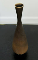 Mid Century Modern Ceramic Slim Vase Signed Berndt Friberg Gray Hare Glaze 1960s