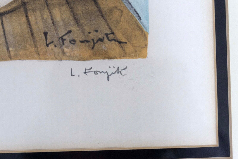 Leonard Tsugouharu Knitting Signed Modern Lithograph on Paper 1963 Framed 55/150