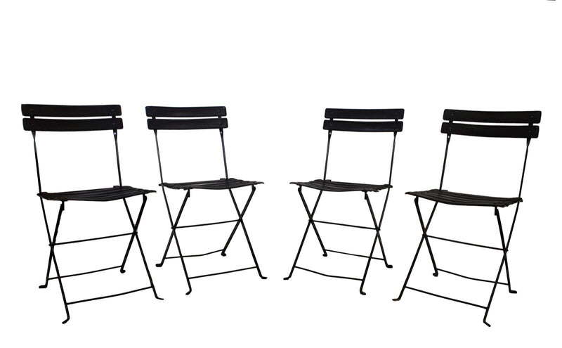Marco Zanuso for Zanotta Celestina Set of 4 Black Leather Modern Folding Chairs