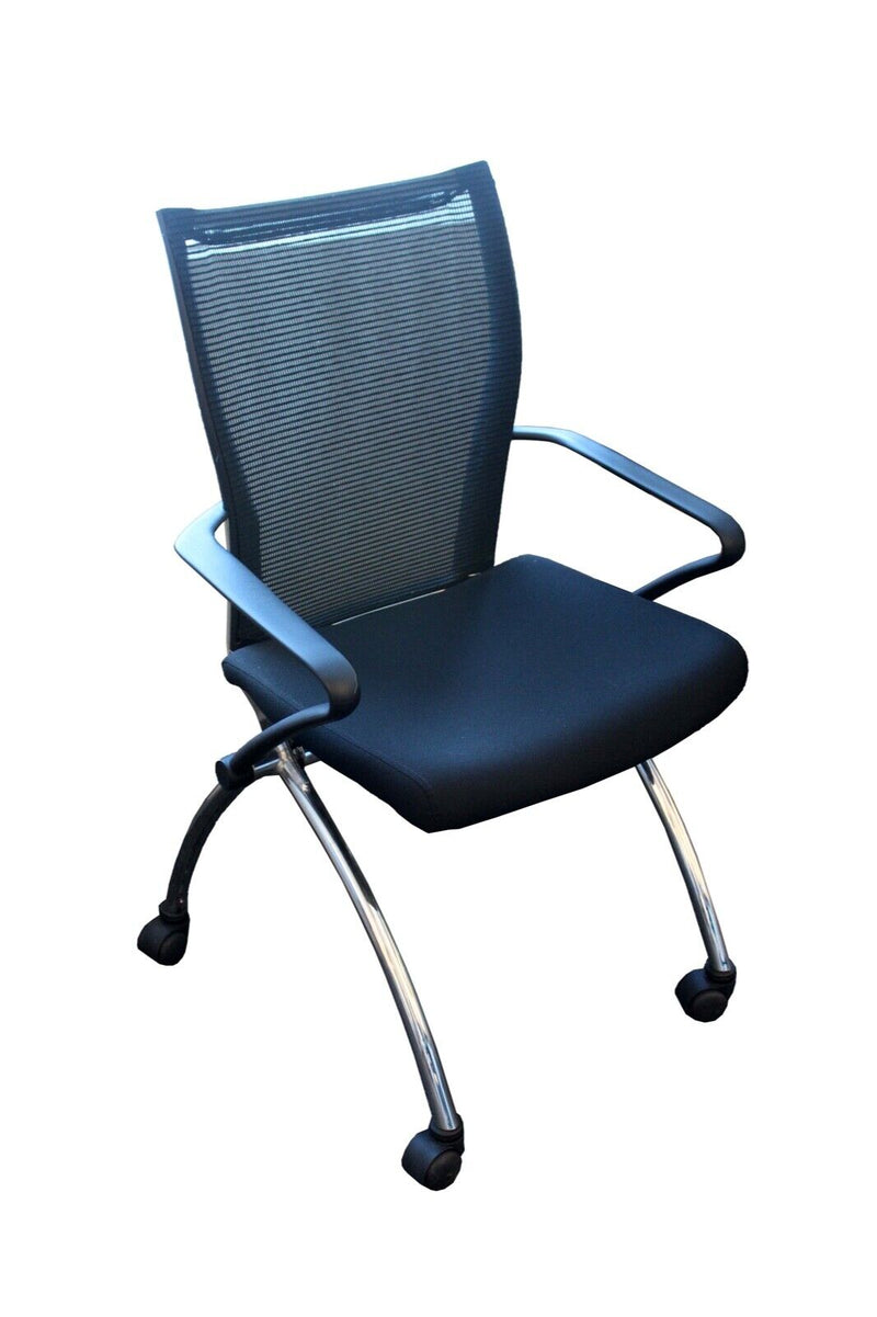 Contemporary Modern Mesh and Chrome Mayline Valore Stackable Side Office Chairs