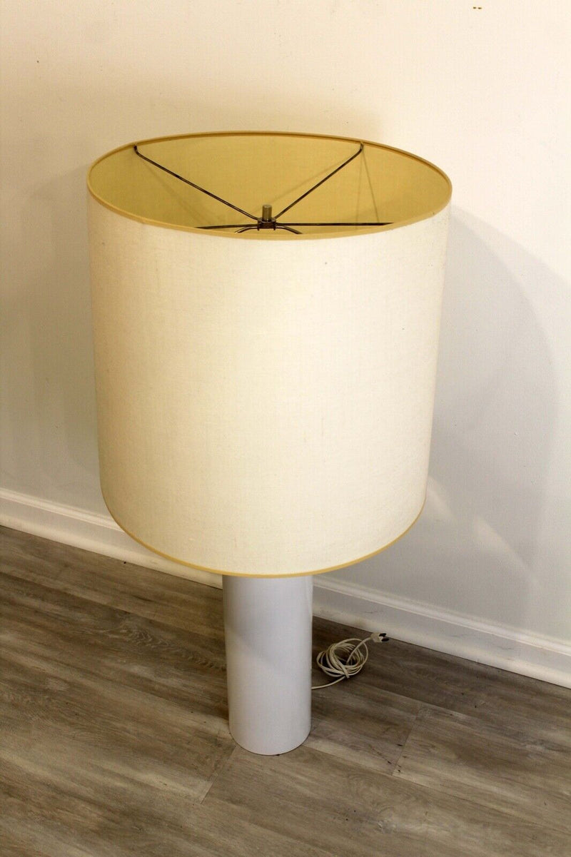 Mid Century Modern Nessen Tubular Ceramic White Table Lamp