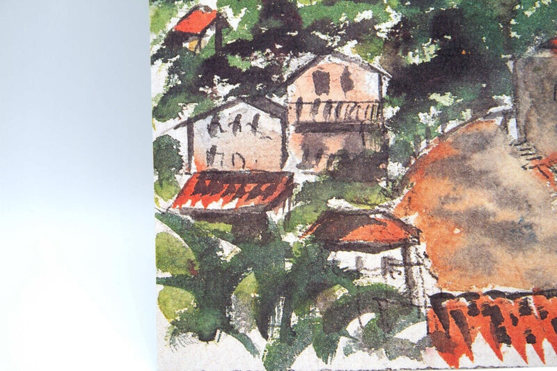 Louis Redstone Signed European Mountain Village Landscape Vintage Watercolor