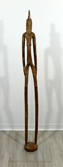 Vintage Primitive African Fertility Pregnant Woman Wood Carved Floor Sculpture