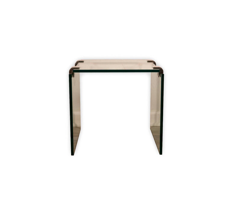 Leon Rosen for Pace Glass and Chrome Waterfall Style Side End Table