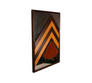 Post Modern Wooden Chevron Design and Leather Patch Mirror
