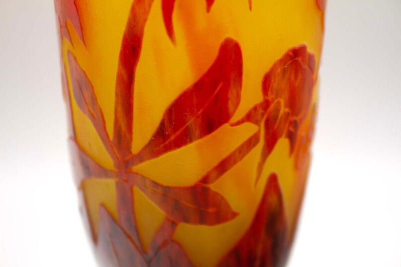 Le Verre Francais Pivoines Vase Art Nouveau Acid Etched Cameo Glass Floral