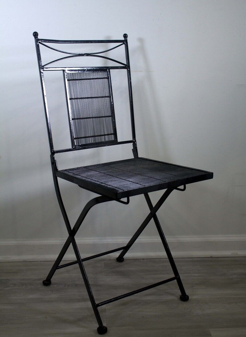 Mid Century Modern Set of 8x Vintage Wrought Iron Folding Chairs Salterini Style