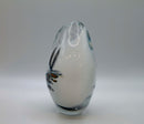 Sharon Fujimoto Modern White with Blue Swirl Design Studio Art Glass Vessel Vase