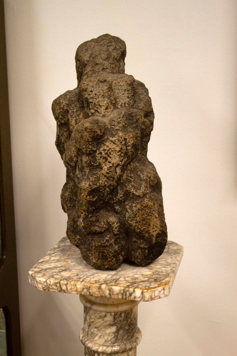 Leonard Schwartz Moses Modern Organic Form Stone Carved Sculpture on Marble