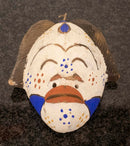 African Polychrome White Wall Sculpture with Orange Lips Mask Antique