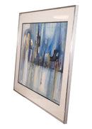 Mid Century Modern Skyline Cityscape Abstract Expressionism Oil Painting