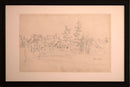 Jean Dufy Signed Untitled Neighborhood Drawing Graphite on Paper