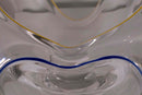 Frantisek Zemek Signed Blue and Yellow Abstract Glass Sculpture with Dual Bowls