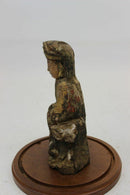 Rare Ancient Asian Buddha Wood Sculpture & Glass Dome