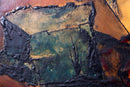 Mid Century Modern Crystal Signed Abstract Landscape Oil Painting on Canvas