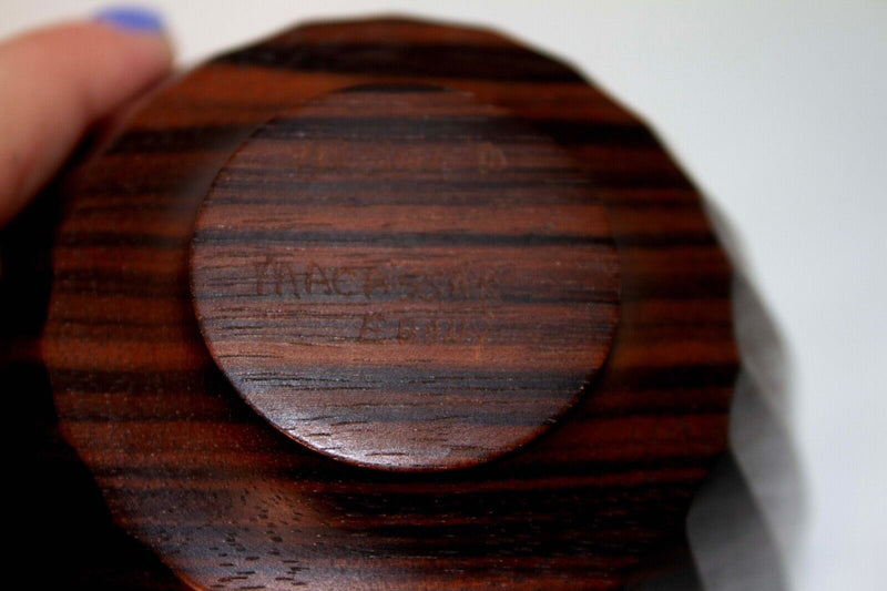 Al Sink Signed Midcentury Modern Hand Carved Macassar Ebony Wood Bowl with Bevel