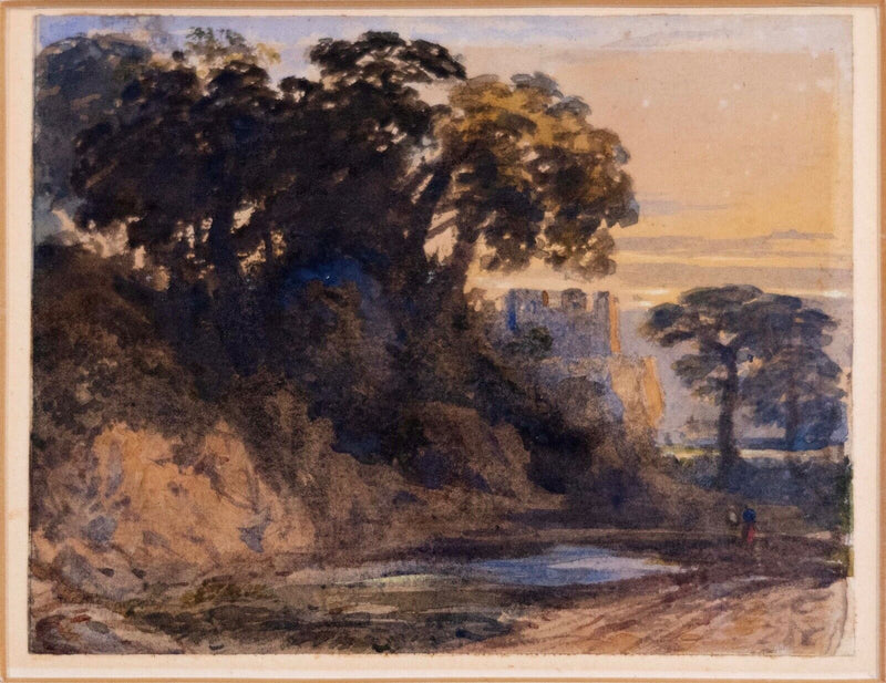 John Varley Antique English Landscape Watercolor on Paper Framed 1800s