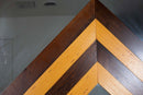 Post Modern Wooden Chevron Design and Leather Patch Mirror