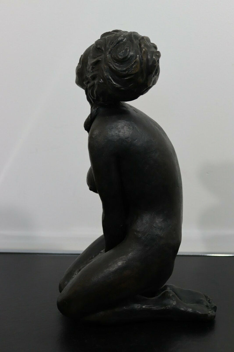 Mid Century Modern Seated Woman Figure Modern Bronze Sculpture Betty Jacob 1968