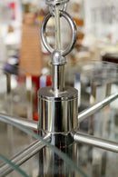 Contemporary Tiered Glass & Chrome Chandelier by Luminaire 80s